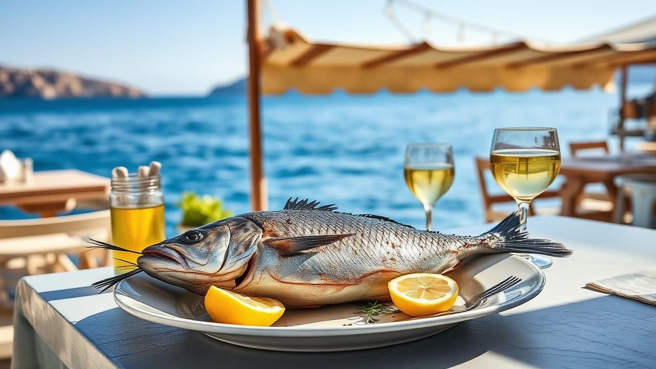 Drive to Heronissos for fish lunch travel experience illustration for Sifnos