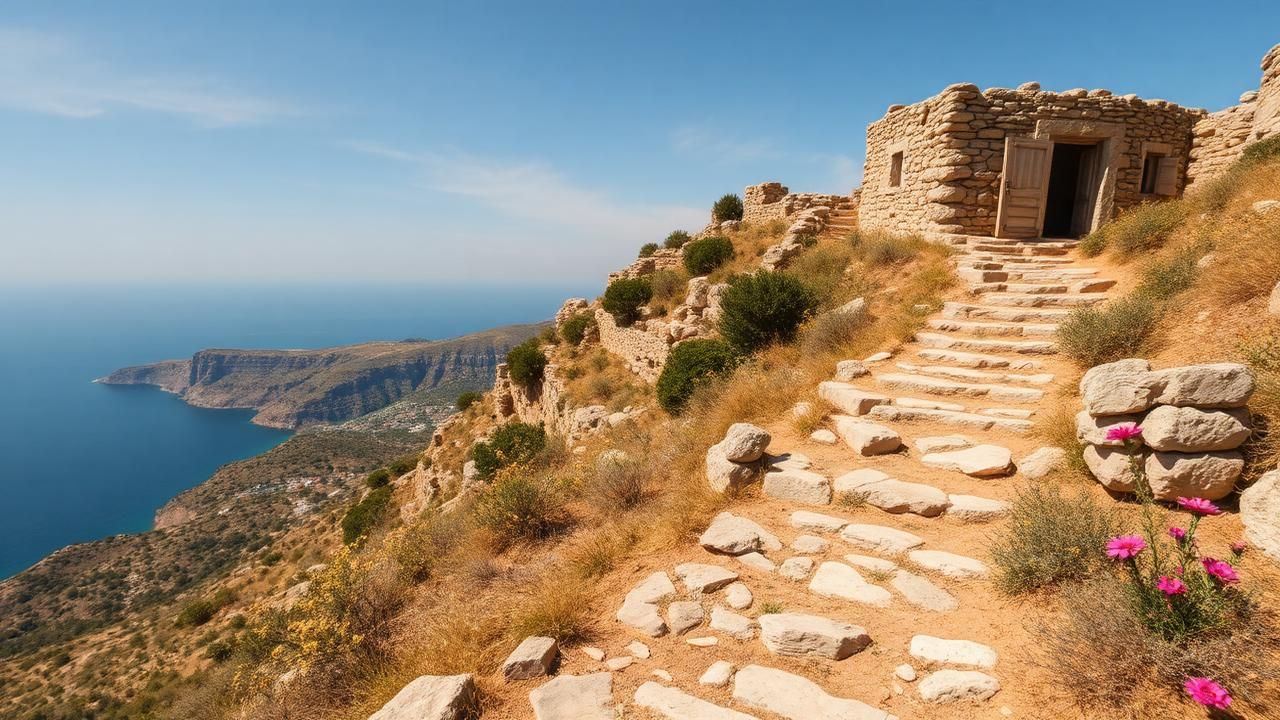Hike the path from Kastro to Seralia travel experience illustration for Sifnos