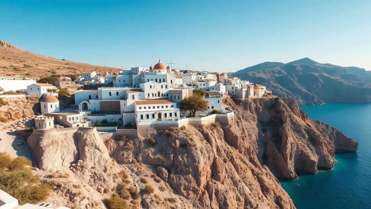 Wander medieval Kastro village travel experience illustration for Sifnos