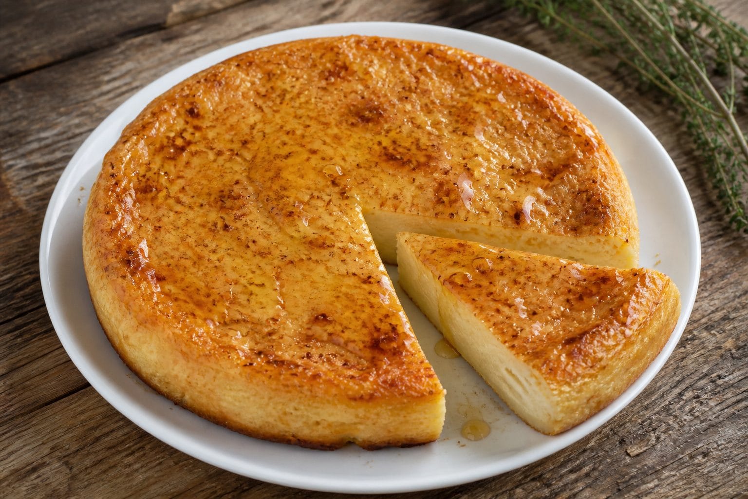 Sifnos melopita honey cheese pie with cinnamon and thyme honey